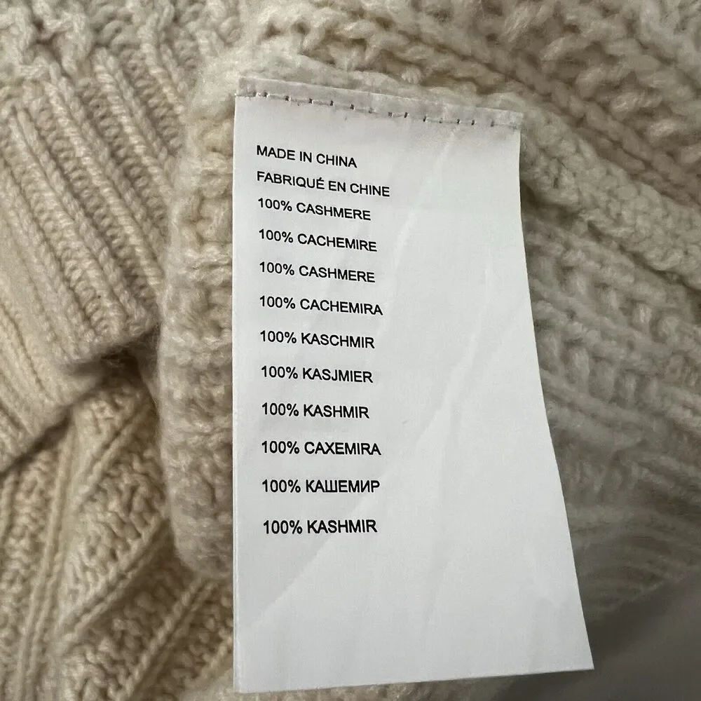 Club Monaco Sz M Itlalian Cashmere Chunky Cable Knit Cardigan Button Sweater - Picture 7 of 8